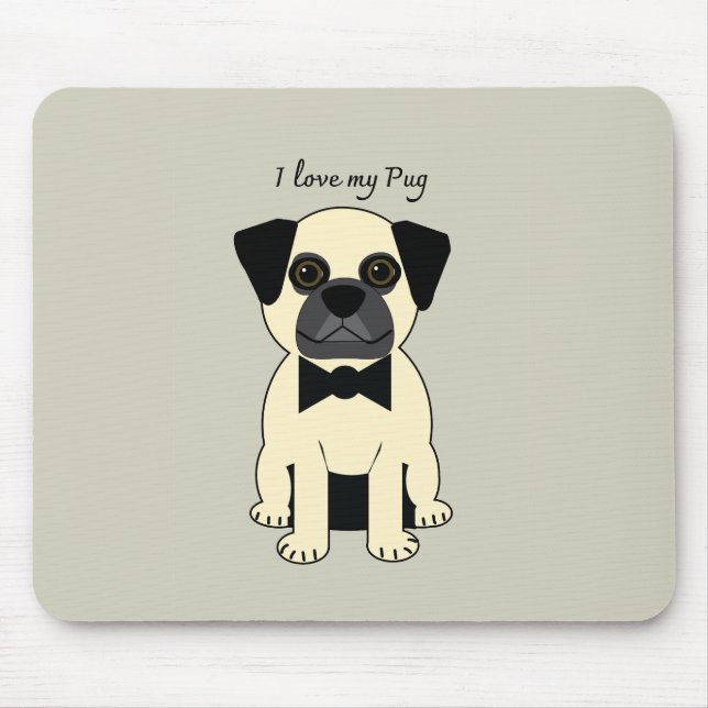 Mousepad I Love My Pug (Frente)