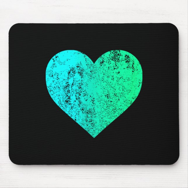 Mousepad I Love You Teal Heart Distressed Valentine's Day  (Frente)