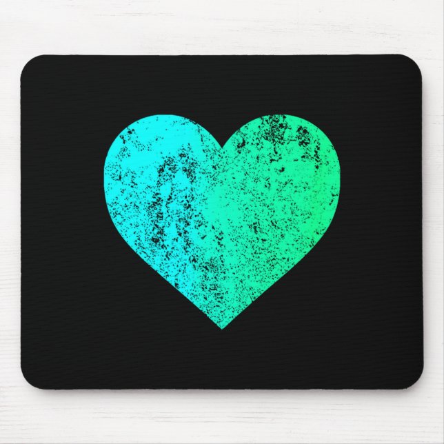 Mousepad I Love You Teal Heart Distressed Valentines Day  (Frente)