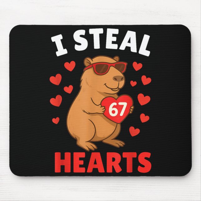Mousepad I Steal 67 Hearts Valentine’s Day 67 Meme 6 7 Capy (Frente)