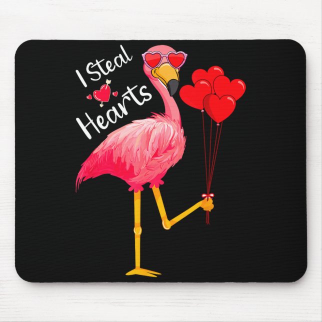 Mousepad I Steal Hearts Funny Flamingo Lover Valentine's Da (Frente)