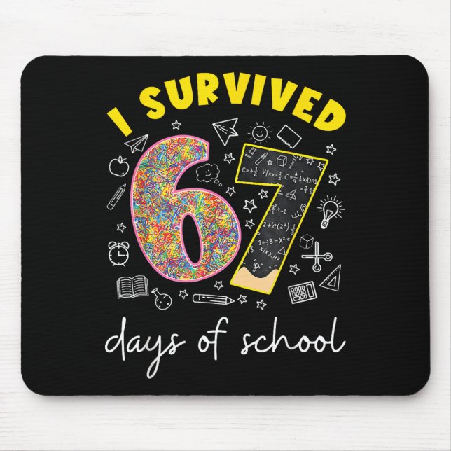 Mousepad I Survived 67 Days Of School 67 Meme Rainbow Math  (Frente)