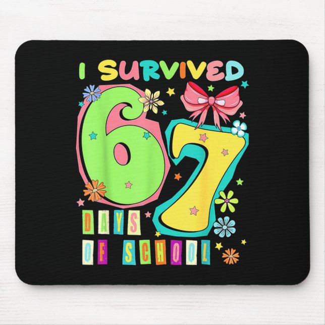 Mousepad I Survived 67 Days Of School Coquette Bow Teachers (Frente)
