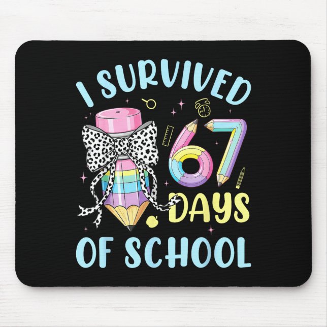 Mousepad I Survived 67 Days Of School Cute Pastel Pencil Bo (Frente)