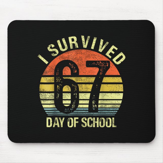 Mousepad I Survived 67 Days Of School Dabbing Six Seven Mem (Frente)