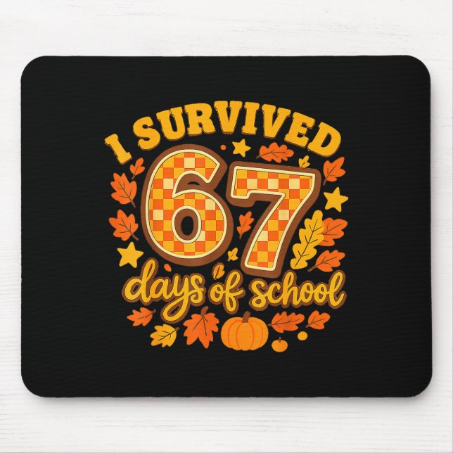 Mousepad I Survived 67 Days Of School Fall Leaves Cute Autu (Frente)