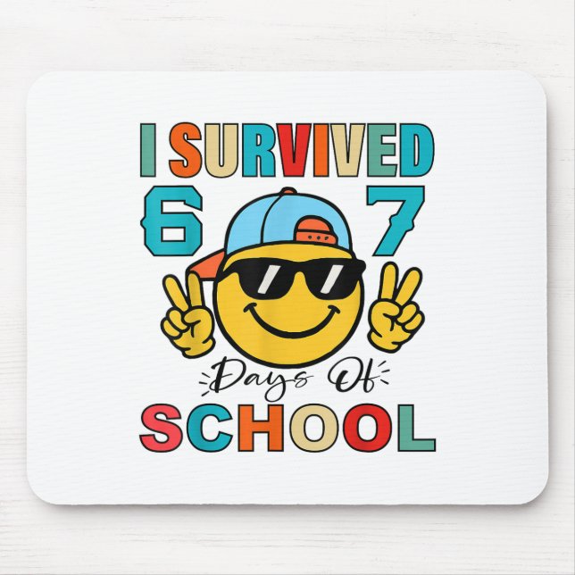 Mousepad I Survived 67 Days Of School Funny 67 Meme Student (Frente)