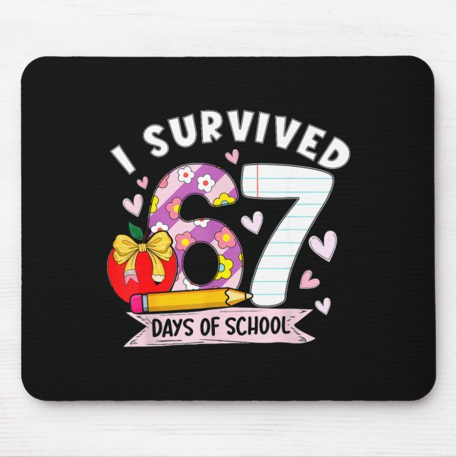 Mousepad I Survived 67 Days Of School Funny Leopard Student (Frente)