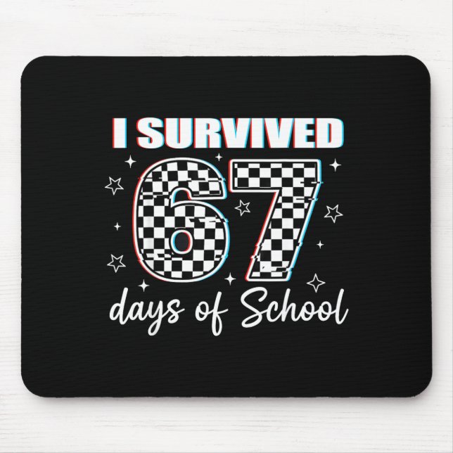 Mousepad I Survived 67 Days Of School Funny Retro 67 Meme S (Frente)
