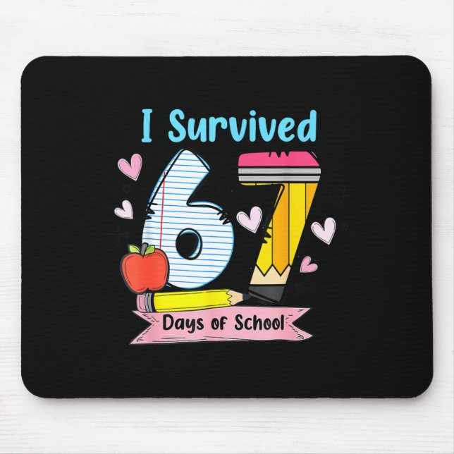 Mousepad I Survived 67 Days Of School, Funny Teachers Stude (Frente)