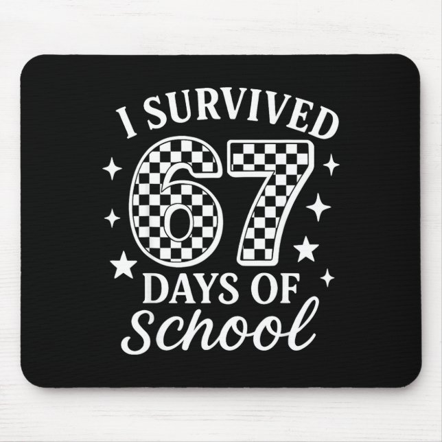 Mousepad I Survived 67 Six Seven Days Of School Checkered B (Frente)