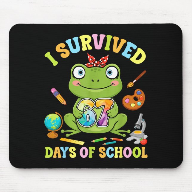 Mousepad I Survived Six Seven Days Of School Cute Frog Stud (Frente)
