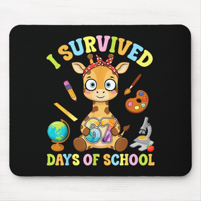 Mousepad I Survived Six Seven Days Of School Cute Giraffe S (Frente)