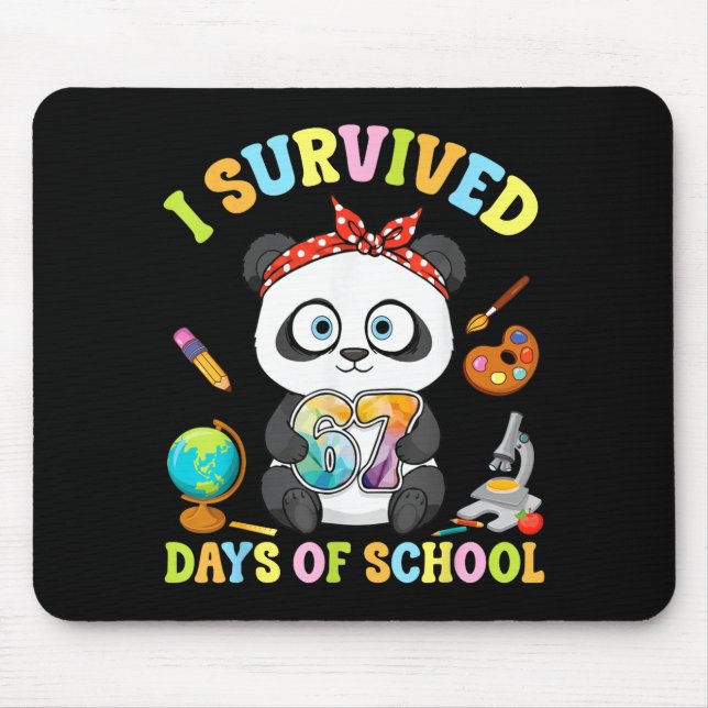 Mousepad I Survived Six Seven Days Of School Cute Panda Stu (Frente)