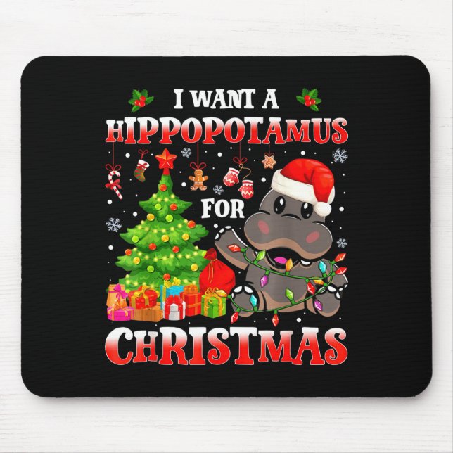 Mousepad I Want A Hiptamus Christmas Funny Xmas Hip Lover  (Frente)