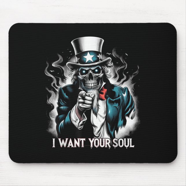 Mousepad I Want Your Soul – Skeleton Sam Creepy Halloween H (Frente)
