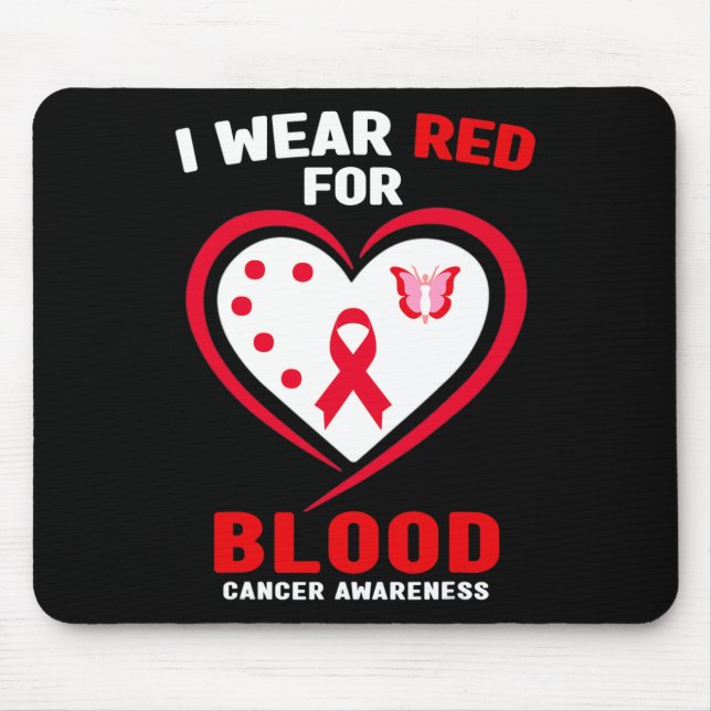 Mousepad I Wear Red For Blood Cancer Awareness 3  (Frente)