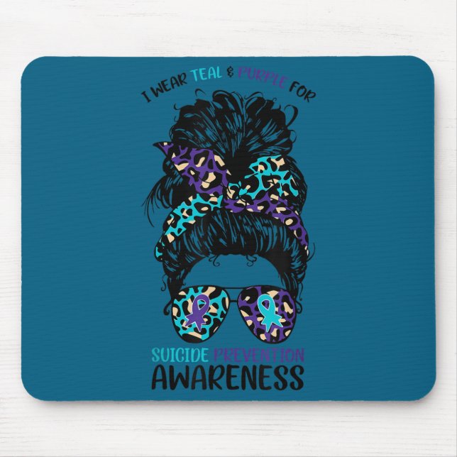 Mousepad I Wear Teal &amp; Purple For Suicide Prevention Aw (Frente)