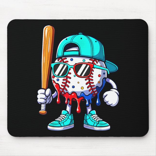 Mousepad Ice Cream Drip Baseball Sts Baseball Lifestyle Boy (Frente)
