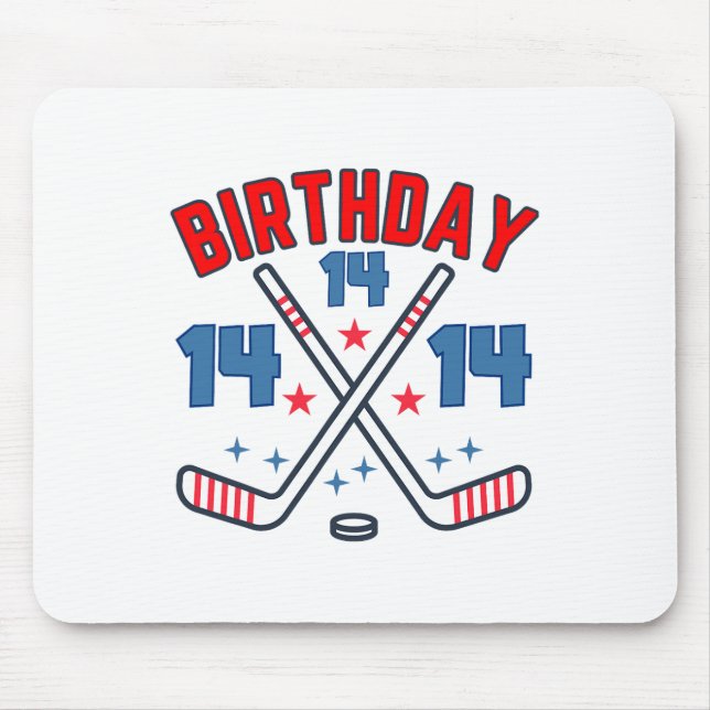 Mousepad Ice Hockey Fourteen Birthday Boy 14th Party Boys A (Frente)
