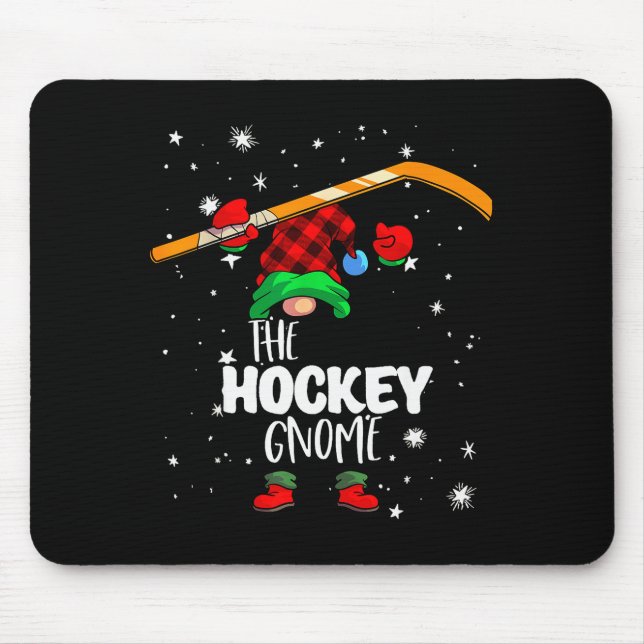 Mousepad Ice Hockey Gnome Red Buffalo Plaid Matching Family (Frente)