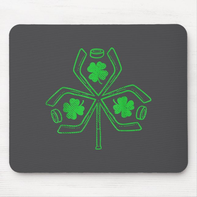 Mousepad Ice Hockey Shamrock Clover St Patricks Day Player  (Frente)