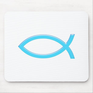 Mousepad Ichthus - Christian Fish Symbol - Azul
