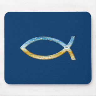 Mousepad Ichthus - Christian Fish Symbol Sky & Ground