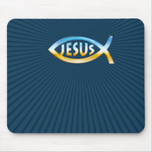 Mousepad Ichthus - Christian Fish Symbol Sky & Ground