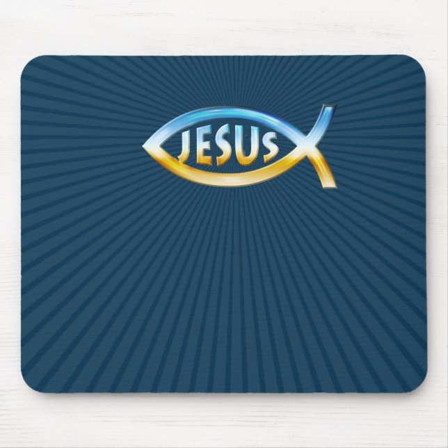 Mousepad Ichthus - Christian Fish Symbol Sky & Ground (Frente)