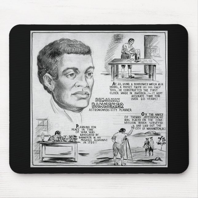 Mousepad Ícone da História Negra: Benjamin Banneker, Cienti (Frente)