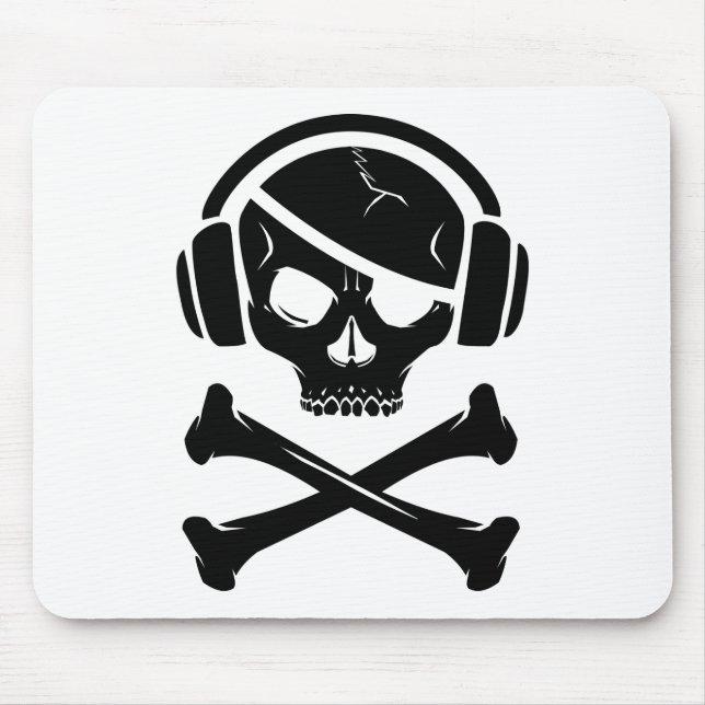 Mousepad Ícone da pirataria anti-RIAA do pirata da música (Frente)