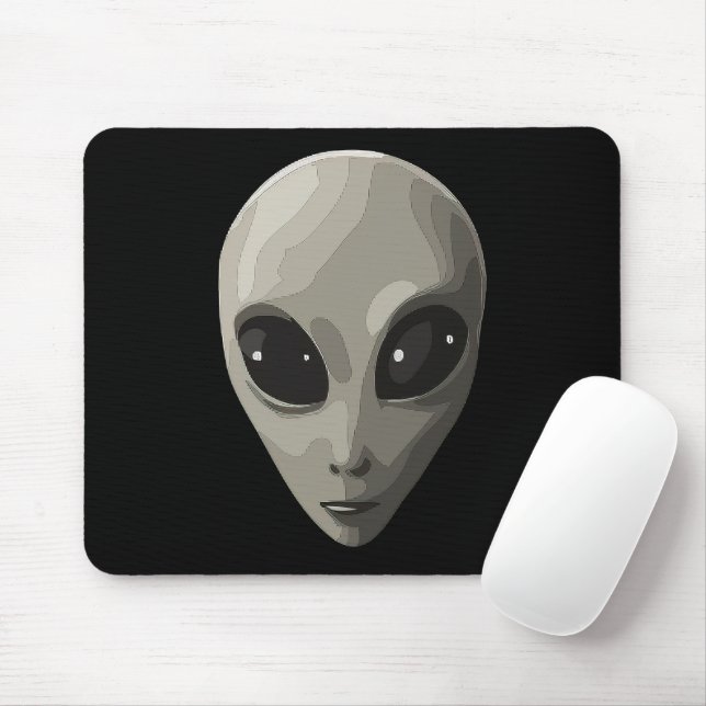 Mousepad Ícone do Rosto do Alien Cinza | Ficção Científica  (Com mouse)