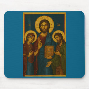 Mousepad Ícone Ortodoxo de Cristo, Theotokos e João o B