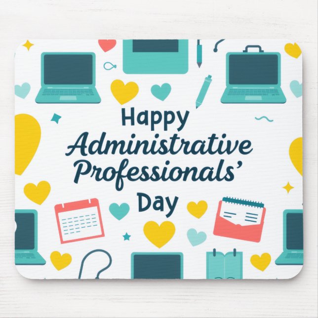 Mousepad Ícones de Escritório Divertido Padrão de Dia Admin (Frente)
