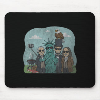 Mousepad Ícones Patrióticos de Retro Selfie de Churrasco de