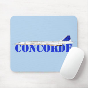 Mousepad Iconic Concorde Jet com Tipografia Azul Negrito