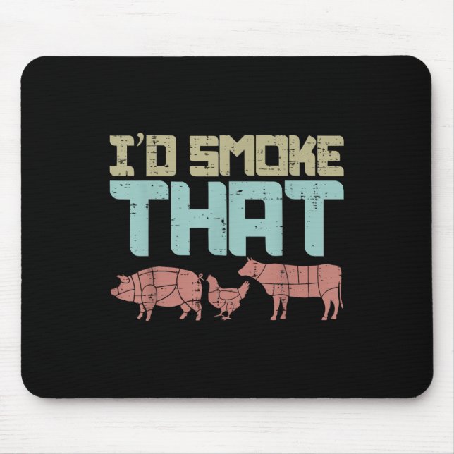 Mousepad Id Fumar Frango De Carne De Bovino Engraçado Barbe (Frente)