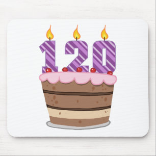 Mousepad Idade 120 no bolo de aniversário