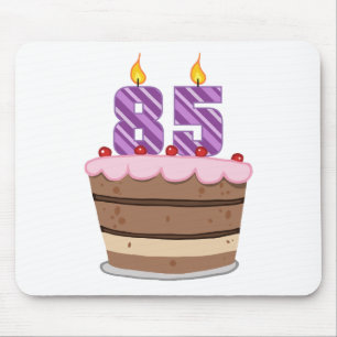 Mousepad Idade 85 no bolo de aniversário