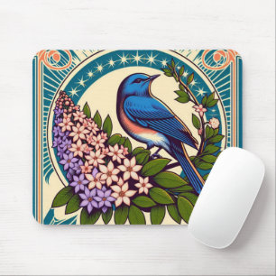 Mousepad Idaho Mountain Bluebird e Syringa Flores