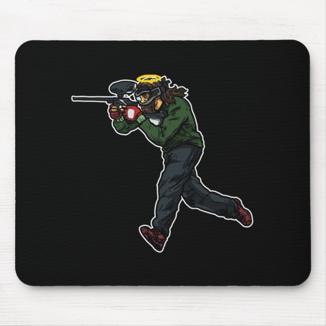 Mousepad Ideia do Presente de Jesus Paintball legal (Frente)