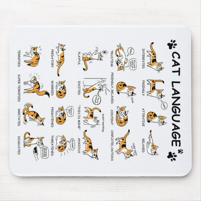 Mousepad Idioma de Gato, Gatinho Gato Engraçado, Ideia de G (Frente)