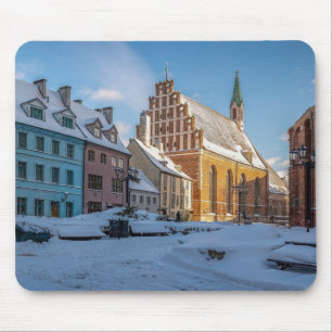 Mousepad Igreja de Peter no inverno em Riga, Letónia