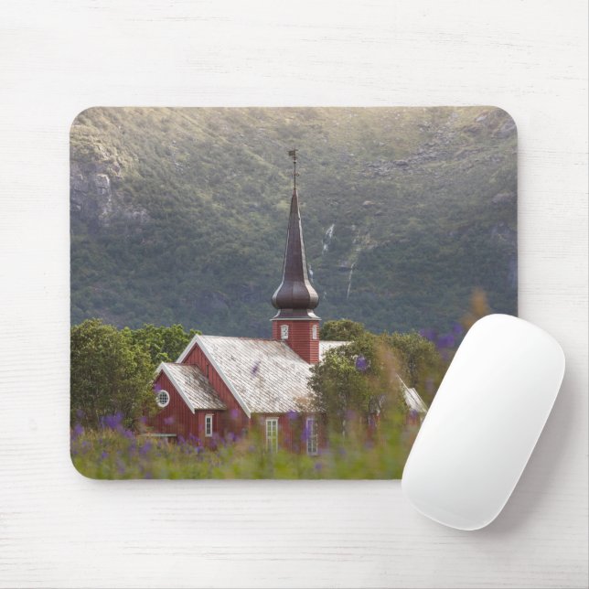 Mousepad Igreja Flakstad das Ilhas Lofoten (Com mouse)