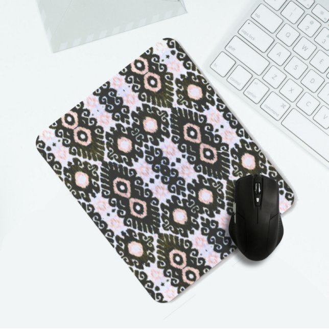 Mousepad Ikat Verde e Rosa Escuro (Criador carregado)