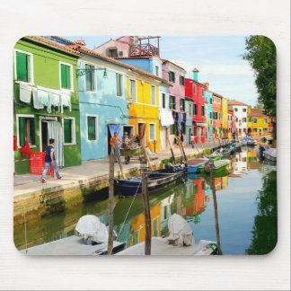 Mousepad Ilha Burano perto de Veneza, Casas Arco-Íris na It