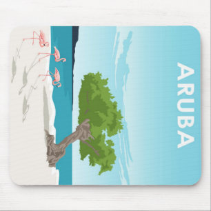 Mousepad Ilha de Aruba Viagem Flamingo Família Flamingo