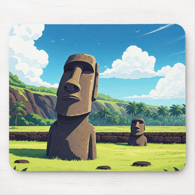 Mousepad Ilha páscoa Chile Moai Viagem (Frente)
