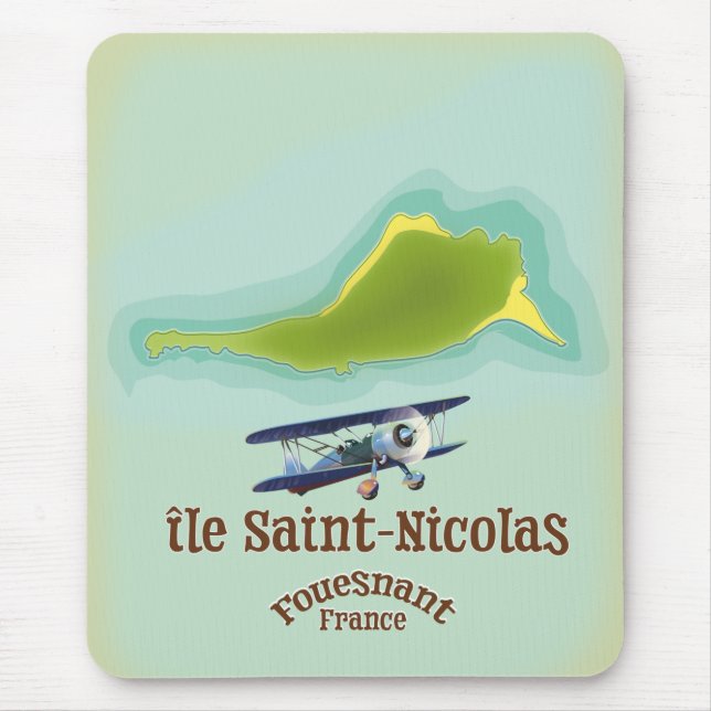 Mousepad ilha Saint-Nicolas Fouesnant França mapa (Frente)